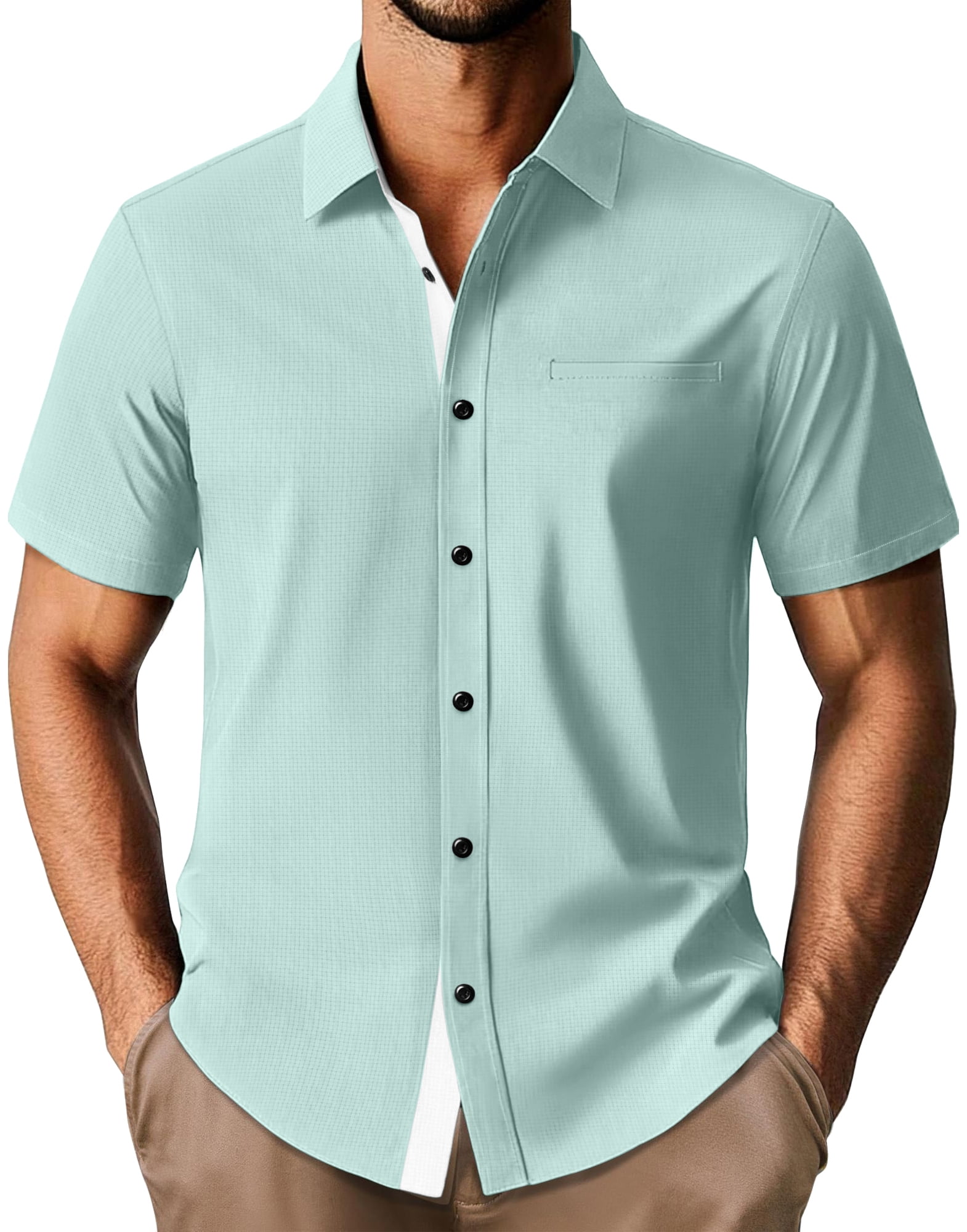 Short Sleeve Best Iron Free Dress Shirts COOFANDY Mens Dress Shirts Button  Down Short Sleeve Cooling
