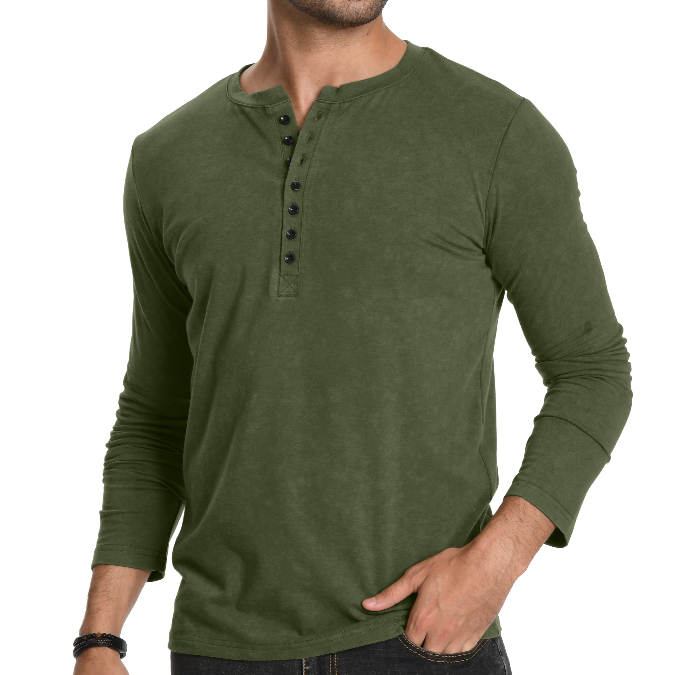 Men's Henley Shirts Short/Long Sleeve Button T-Shirt Lightweight Fashion Casual Pullover Shirt