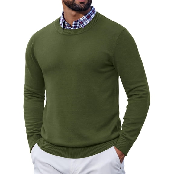 HAOMEILI Mens Crewneck Sweater Pullover Knit Sweater Lightweight Sweaters with Ribbing Edge