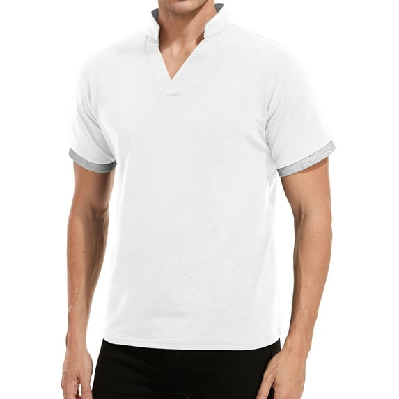 HAOMEILI Mens Short Sleeve Polo Shirts Casual Slim Fit Basic Designed Cotton Shirts
