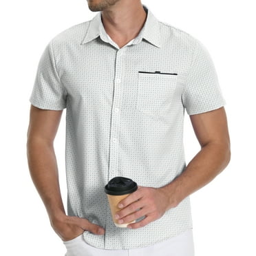 HAOMEILI Mens Short Sleeve Casual Button Down Shirts Summer Untucked Dress Shirts with Pocket
