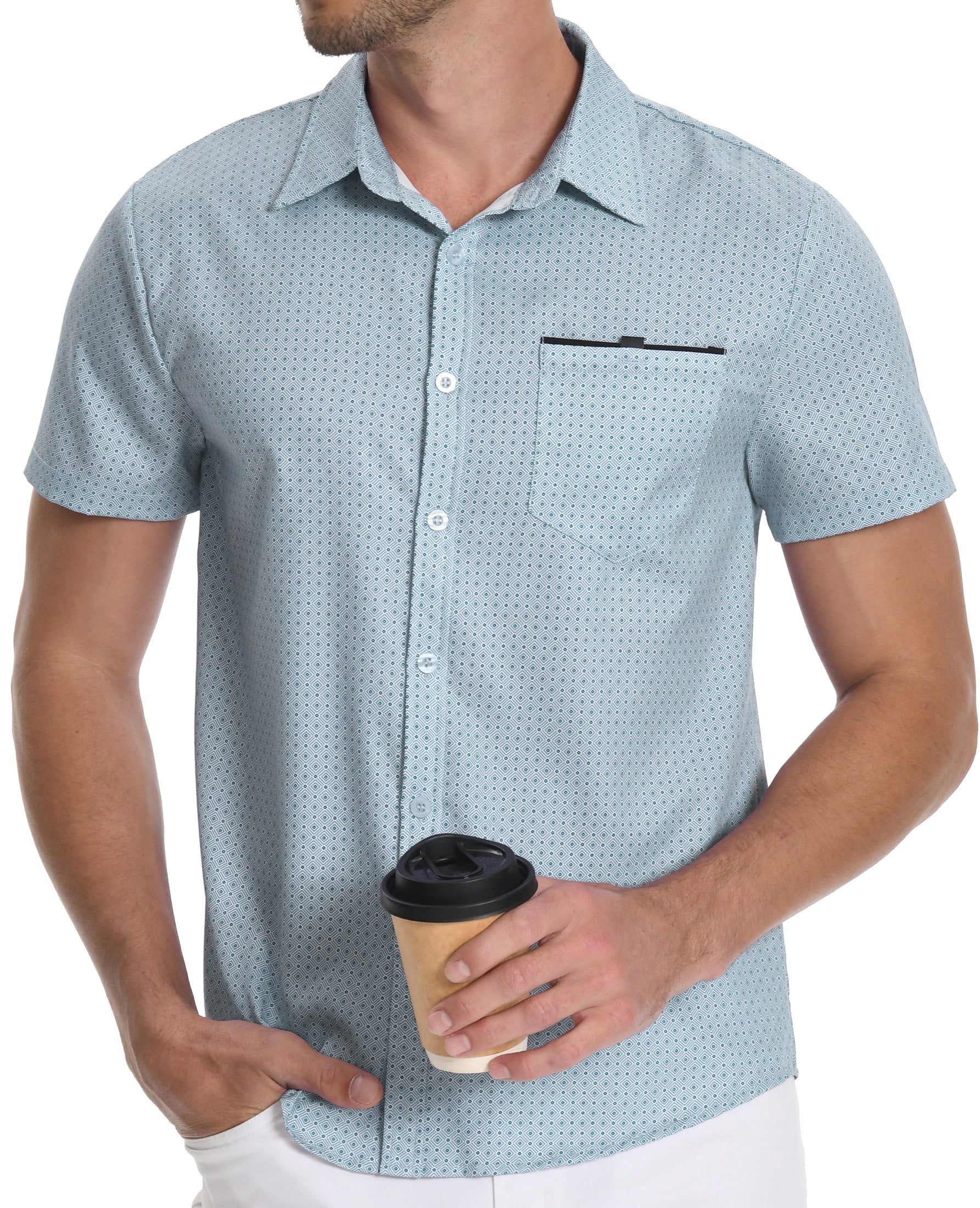 dark grey dress shirt Barry. Wang Mens Grey Dress Shirt Paisley Jacquard Long Sleeve Button Down Business Shirt, S