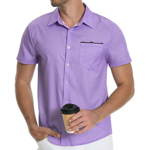 HAOMEILI Mens Short Sleeve Casual Button Down Shirts Summer Untucked Dress Shirts with Pocket