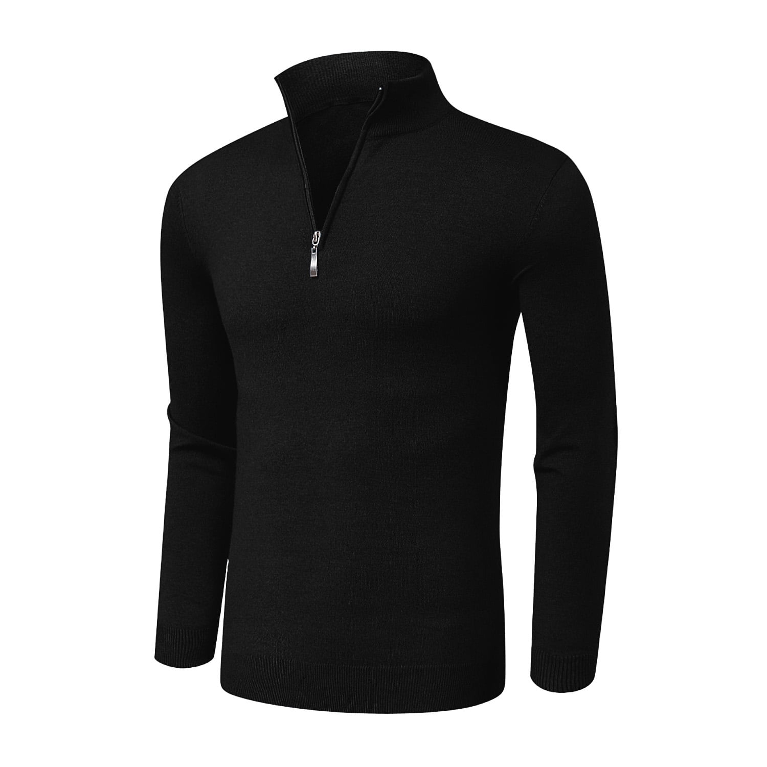 HAOMEILI Mens Slim Fit Casual Jumpers Quarter Zip Long Sleeve Pullover