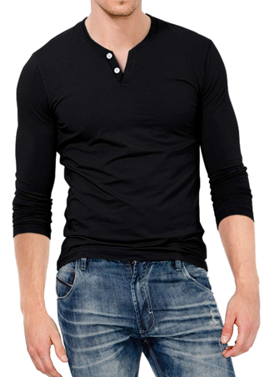 mens slim fit long sleeve henley