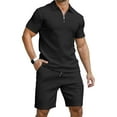 thumbnail image 1 of HAOMEILI Men's 2 Pieces Outfits Casual Quarter Zip Polo Shirt and Shorts Set Athletic Jogging Summer Tracksuit, 1 of 9