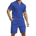 thumbnail image 1 of HAOMEILI Men's 2 Pieces Outfits Casual Quarter Zip Polo Shirt and Shorts Set Athletic Jogging Summer Tracksuit, 1 of 9