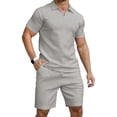 thumbnail image 1 of HAOMEILI Men's 2 Pieces Outfits Casual Quarter Zip Polo Shirt and Shorts Set Athletic Jogging Summer Tracksuit, 1 of 8