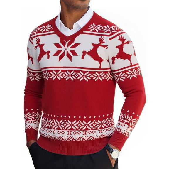 HAOMEILI Mens V Neck Dress Sweater Long Sleeve Slim Fit Fashion Pullover Sweater