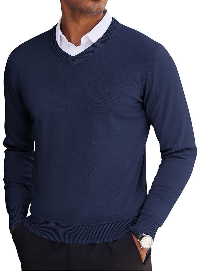 Haomeili Mens V Neck Dress Sweater Long Sleeve Slim Fit Fashion Pullover Sweater, Men's, Size: Small, Blue Haomeili Mens V Neck Dress Sweater Long Sleeve Slim Fit Fashion Pullover Sweater, Men's, Size: Small, Blue