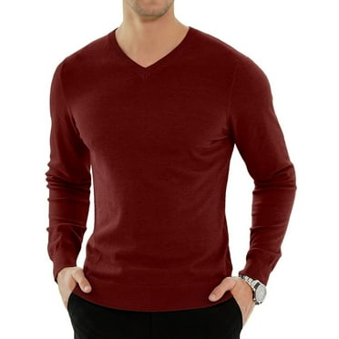 HAOMEILI Mens V Neck Dress Sweater Long Sleeve Slim Fit Fashion Pullover Sweater