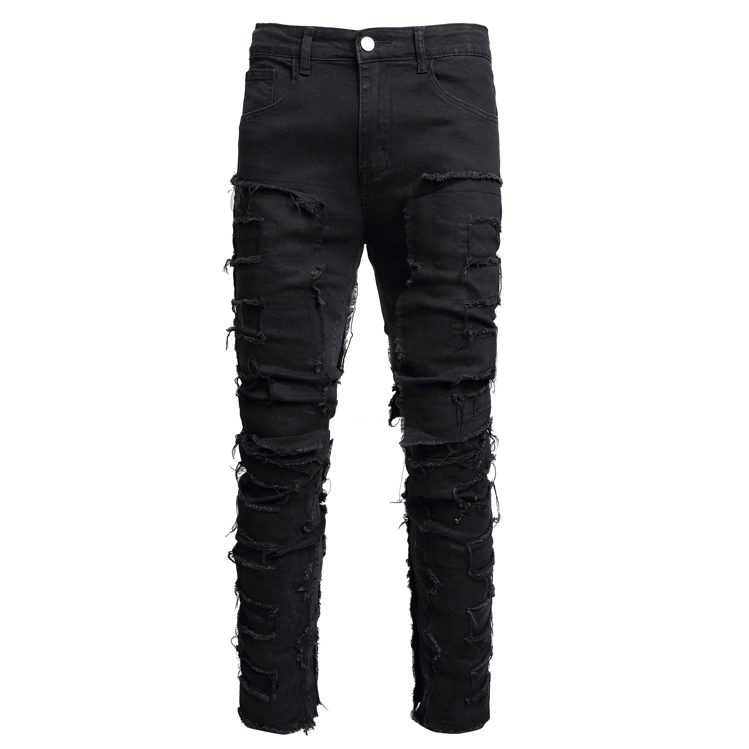 HAOMEILI Skinny Jeans for Men Stretch Slim Fit Ripped Distressed ...