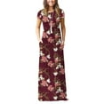 thumbnail image 1 of HAOMEILI Women Short Sleeve Loose Plain Maxi Dresses Casual Long Dresses with Pockets, 1 of 7