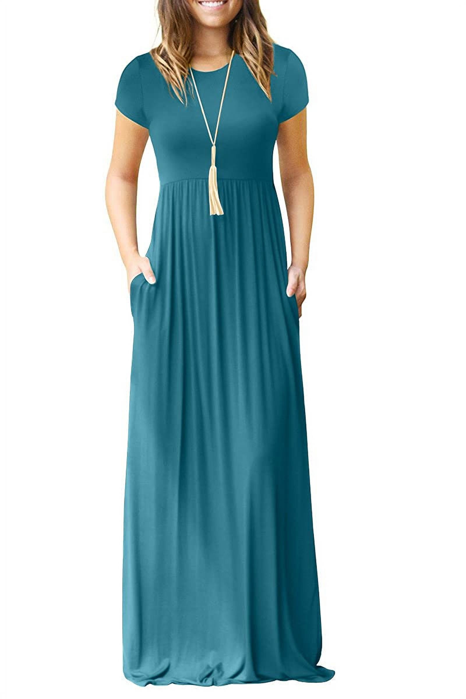 HAOMEILI Women Short/Long Sleeve Loose Plain Maxi Dresses Casual Long ...