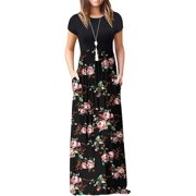 HAOMEILI Women Short/Long Sleeve Loose Plain Maxi Dresses Casual Long Dresses with Pockets