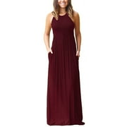 HAOMEILI Women's Summer Sleeveless Loose Maxi Dress Casual Long Dress with Pockets 2025 New