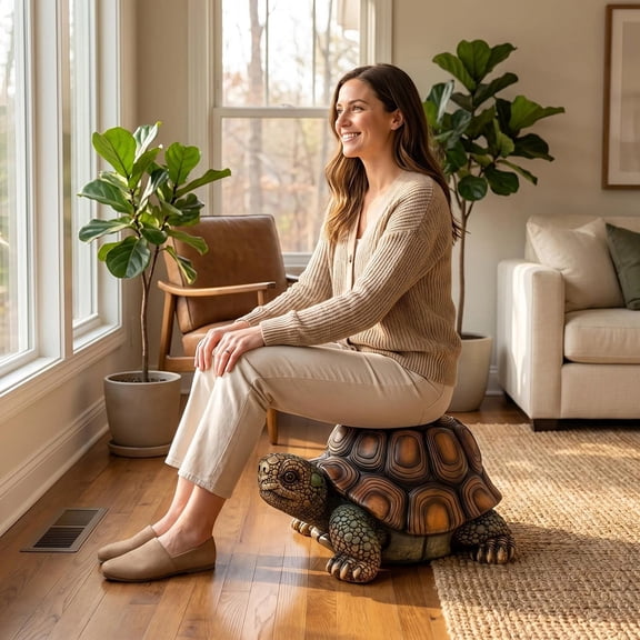 HAOMINS 18 Turtle Stool, Realistic Tortoise Patio Seat, Decorative Anima Turtle Statue Stool for Patio, Courtyard, Lawn, Balcony & Home Decor