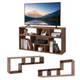 thumbnail image 1 of HAOMINS 2-Piece TV Stand Bookshelf Combo, Free Combination L-Shaped Entertainment Center, Expandable 55 to 80 Inch TV Stand for TV 45–80 Inch, Living Room, Bedroom, Home Office, 1 of 10
