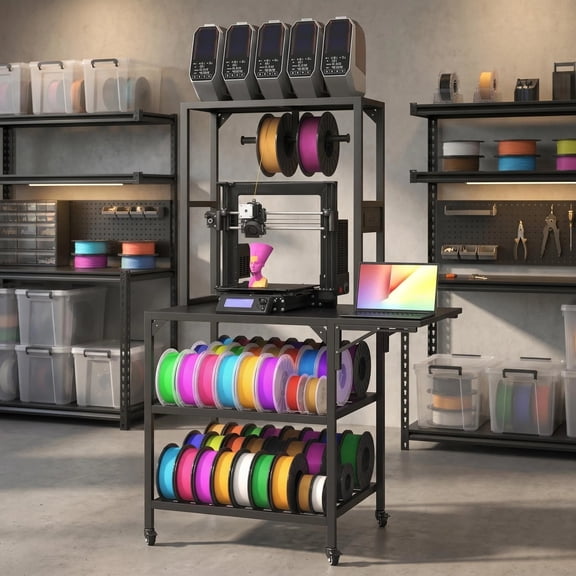 HAOMINS 3D Printer Stand, Heavy Duty Metal 3D Printer Rack with Filament Storage Rack and Wheels for 3D Printing Studio, Workshop, Office
