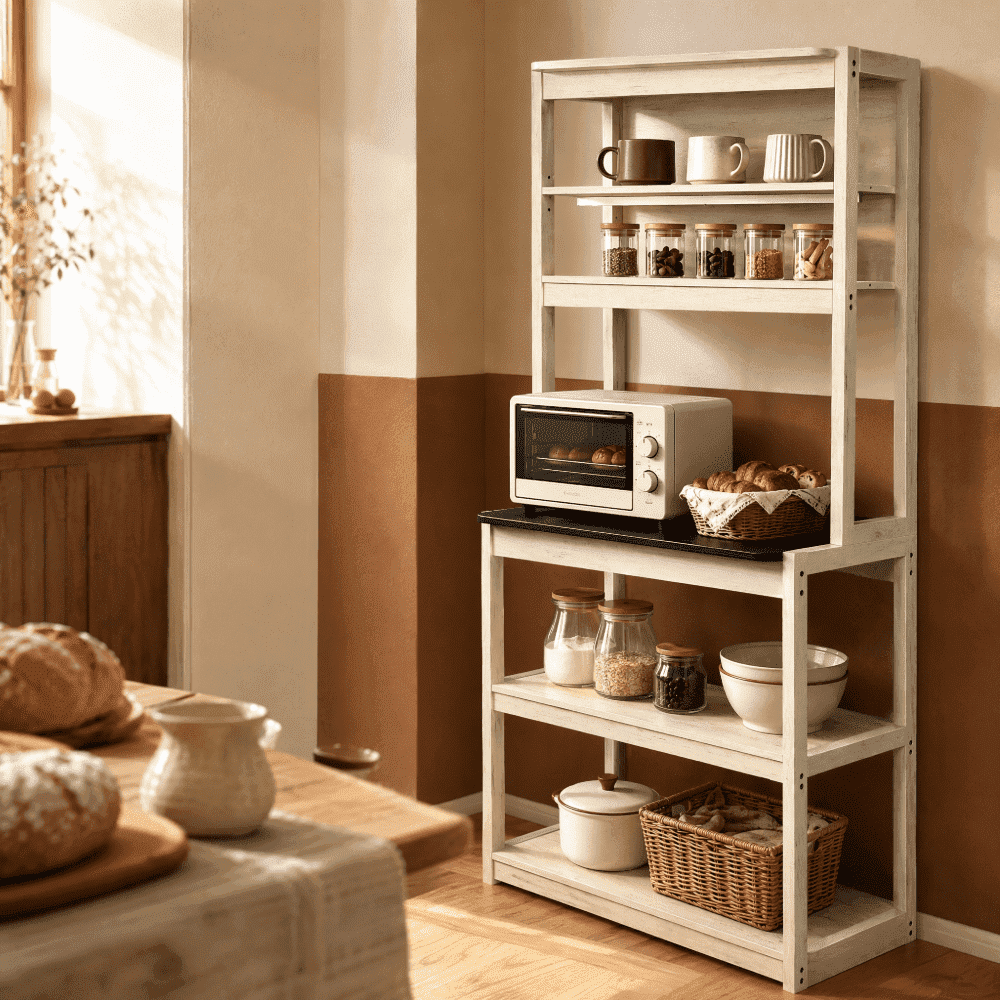 Small Sign Storage Rack HAOMINS Bakers Rack, 5 Tier Free Standing Kitchen Storage Shelves with ...