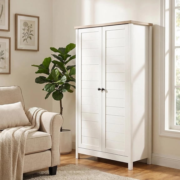HAOMINS Storage Cabinet, Farmhouse Storage Organizer with 2 Doors and Adjustable Shelves for Bathroom, Kitchen, Living Room, Office, Storage