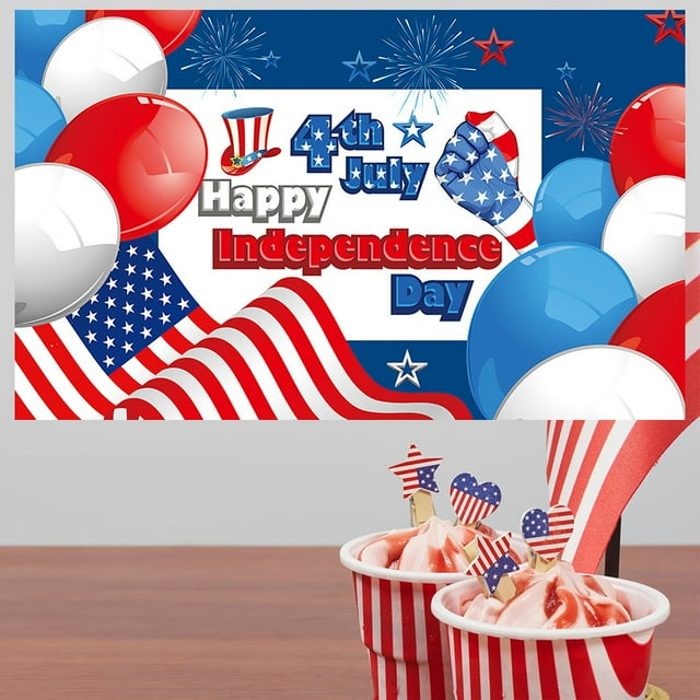HAOMONZEN 2024 New American independence Day Background Cloth