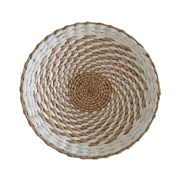HAOMONZEN Clearance Decor indoor Bohemian Ethnic Style Circular Wall Decoration Homestay Living Room Woven Cattail Bedroom Background Wall Decoration White