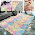 HAOMONZEN Warehouse Sale Ultra Soft Area Rug Rainbow Colored Long Hair