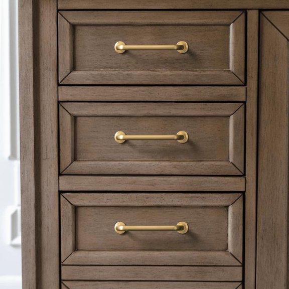 HAOQIAN 6 Pack Brushed Brass Cabinet Handle Drawer Pulls, 3 Inch(76mm) c-c Solid Zinc Alloy Modern Bar Pull Kitchen Hardware for Closet Dresser Wardrobe Cupboard Furniture