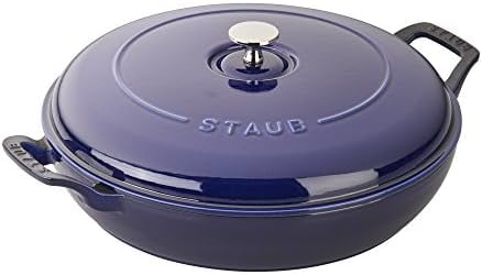 Dark Blue 3.5-qt Cast Iron Covered Braiser with Handles