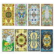 HAORUN 3D Stained Glass Sticker Frosted Static Cling PVC Window Film Chapel Vintage Home Decor