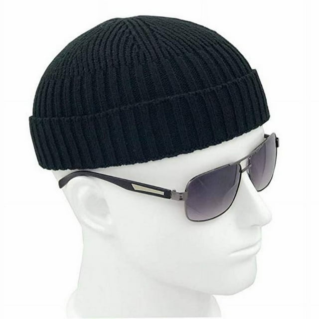 HAORUN Men Autumn Winter Knitted Hat Cuff Brimless Rollup Edge Beanie ...