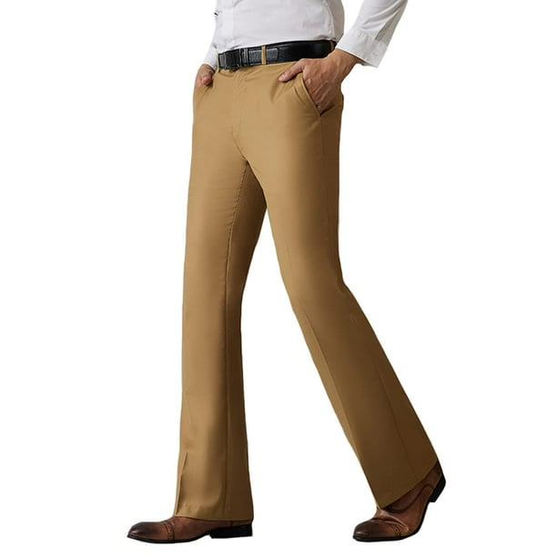 HAORUN Men Bell Bottom Flared Pants Slim Fit Vintage 60s 70s