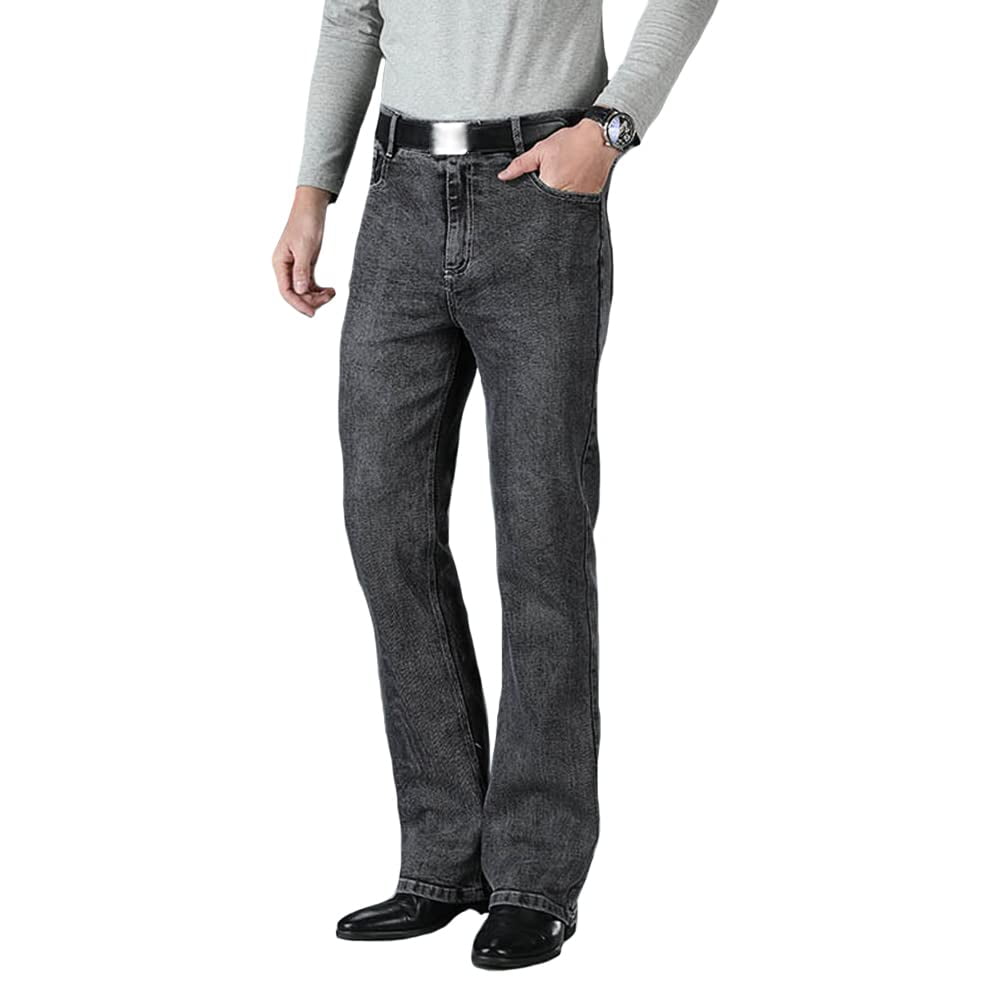HAORUN Men Bell Bottom Jeans Vintage 60s 70s Denim Flared Pants Slim Fit Boot Cut Trouser