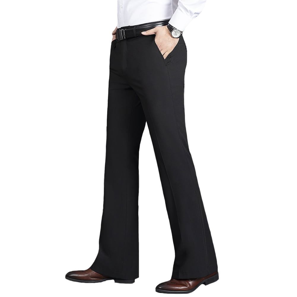 HAORUN Men Bell Bottom Pants 60s 70s Vintage Slim Fit Flare Formal 