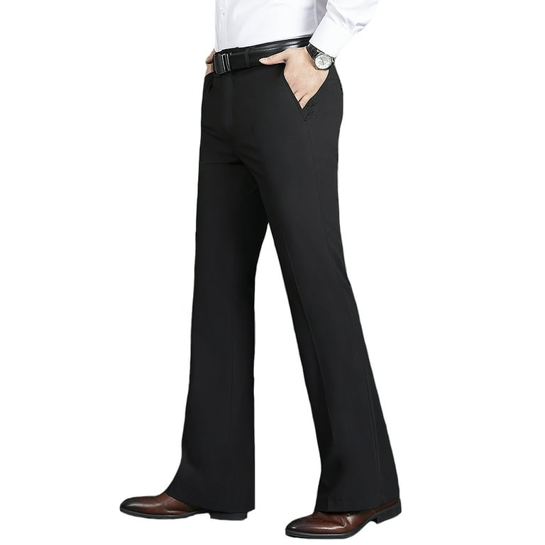 HAORUN Men Bell Bottom Pants 60s 70s Vintage Slim Fit Flare Formal Trousers