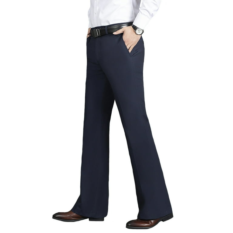 HAORUN Men Bell Bottom Pants 60s 70s Vintage Slim Fit Flare