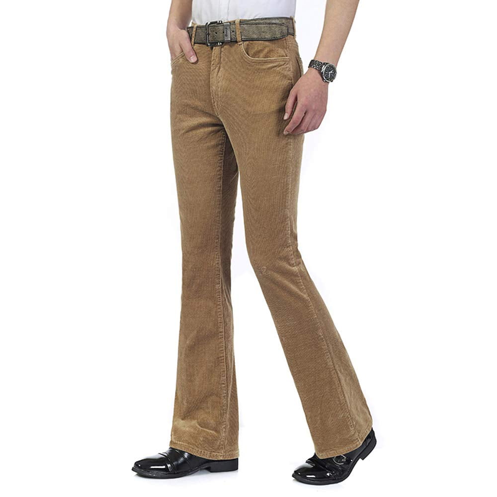 HAORUN Men Corduroy Bell Bottom Flares Pants Slim Fit 60s 70s Vintage ...