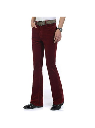 AherBiu Mens Vintage Flare Pants High Waisted Solid Color Retro Bell Bottom  Pants for Men Solid Color 