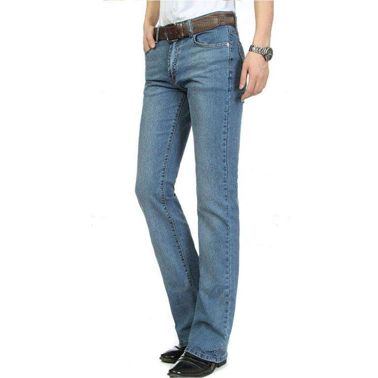 HAORUN Men Denim Flare Pants Bootcut 70s Western Cowboy Vintage Bell  Bottoms Jeans Trousers