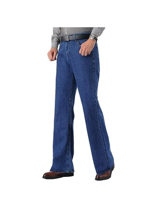 HAORUN Men Stretch Bell Bottom Jeans Denim Pants Vintage Low Rise Flared  Leg Slim Fit 