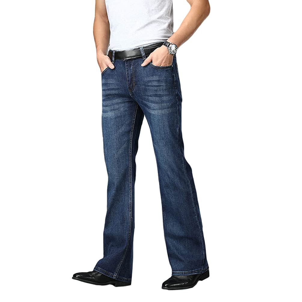 HAORUN Men Jeans Stretch Slim Fit High Waisted Flared Denim Pants Vintage  60s 70s Bell Bottom 