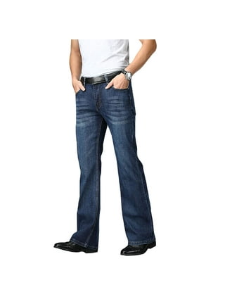 YM YOUMU Men Vintage 60s 70s Jeans Denim Bell Bottom Slim Fit Flared Pants  Trousers 