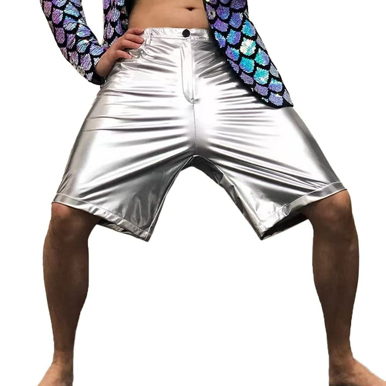 Metallic silver shorts mens deals
