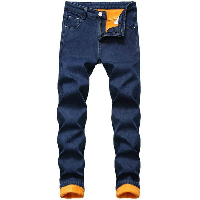 HAORUN Men Thermal Fleece Lined Jeans Winter Warm Slim Fit Thicken