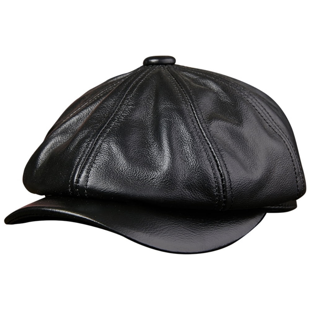 HAORUN Unisex Leather 8 Panels Leather Newsboy Cabbie Gatsby Beret Cap ...