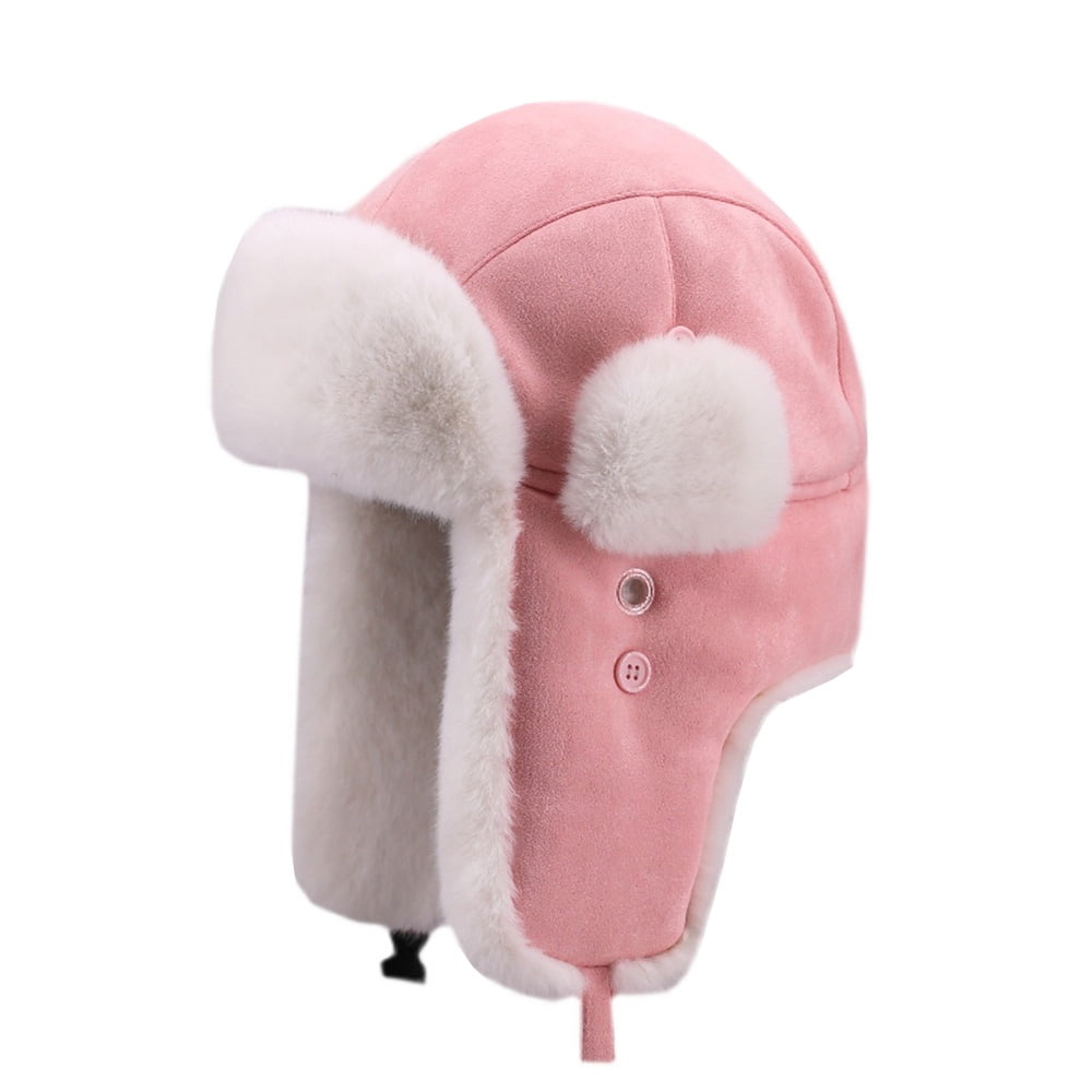 Pink Faux Fur Women Winter Hat Russian Fur Hat Cossack Fur 