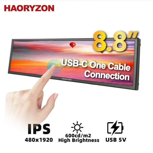 Small IPS Bar Screen AIDA64 CPU Temperature Monitor 8.8 Inch 1920x480 LCD Display for Cars Monitor GPU Computer Case Sub Screen Raspberry Pi MIPI DIY Kits