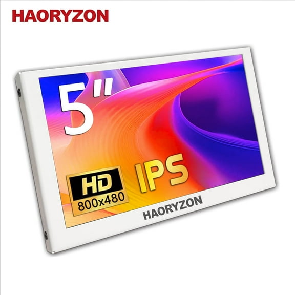 5 Inch White Portable IPS Monitor 800x480 HD HDMI Secondary Display Compact LCD Screen for Raspberry Pi 4/5 Windows PC TV Box & Retro Gaming