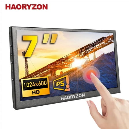 7 Inch Laptop Extended Secondary Screen IPS Small Monitor Portable LCD Touch Display HD 1024600 HDMI Display for Raspberry Pi PC DIY & Monitoring
